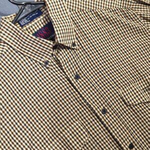 Luchesse Shirt Men's S Brown Plaid Cotton Long Sleeve Western Button Down